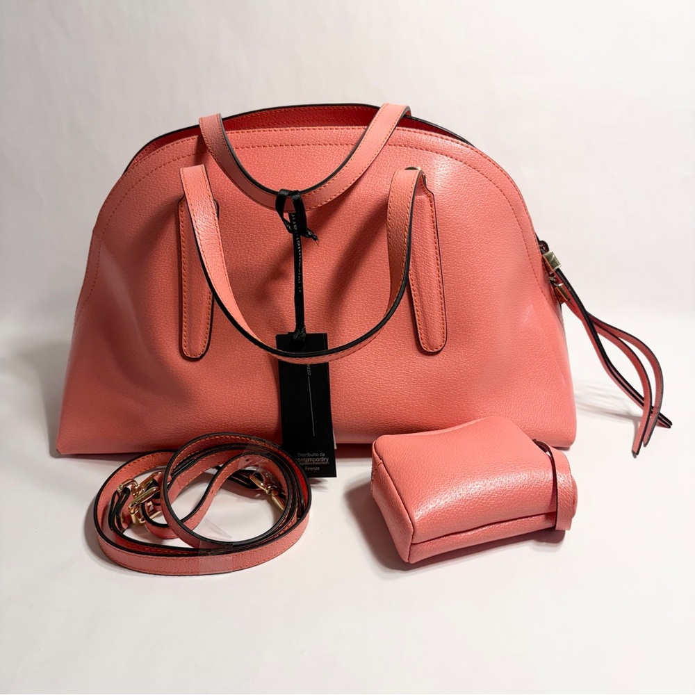 NWT Gianni Chiarini Camelia Pink Leather Dome Bag Satchel Made in Italy Luxury